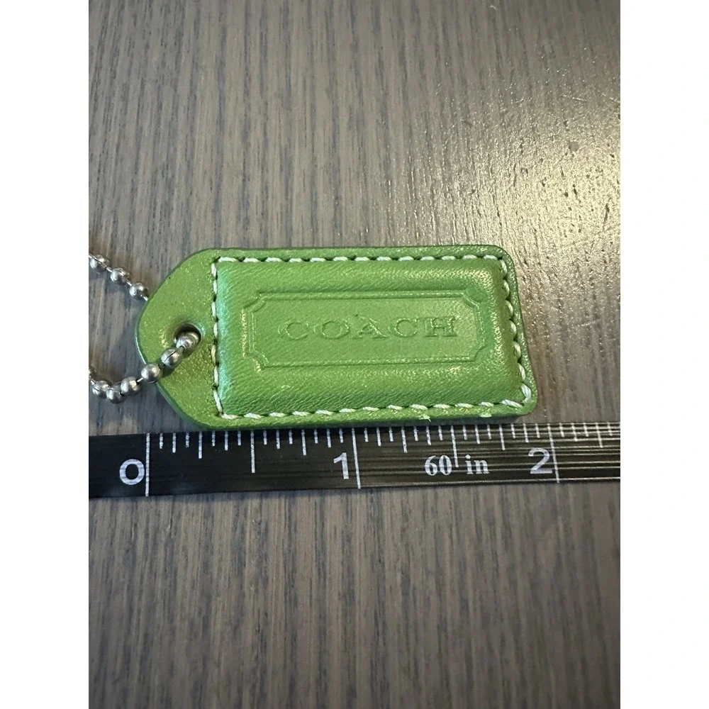 COACH Green/Tan Leather Silver Chain Replacement Purse Handbag Hang Tag Charm